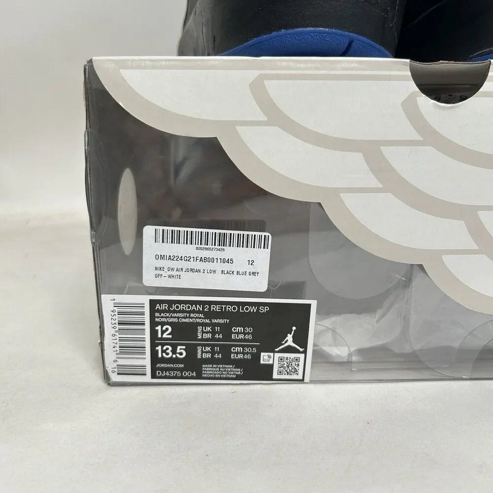 Off-White x Air Jordan 2 Retro SP Low “Black Varsity Royal” 2024